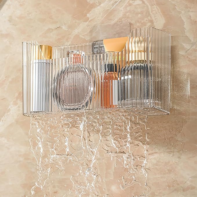 Acrylic Wall Mounted Storage Rack, 2 Pcs Storage Box Shower Basket | Utilizes adhesive hooks, durable, a transparent acrylic design, for bathrooms, kitchens, stackable, space-saving, sturdy - Image 3