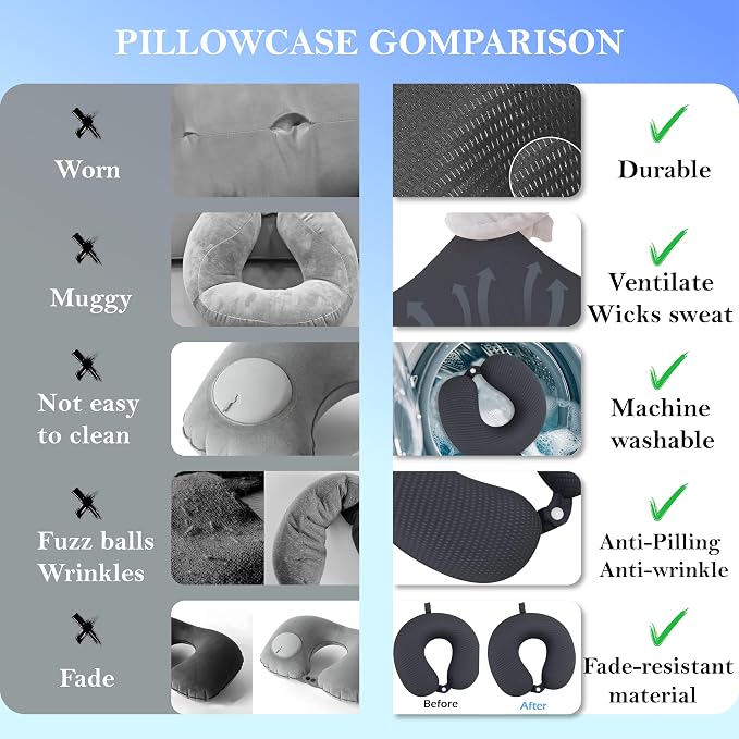 Neck Pillow Cover, Breathable Mesh Travel Neck Pillow Replacement Covers with Zipper, Cool and Elastic Fabric Airplane Pillow Covers for Traveling、Car、Home、Office (Dark Gray, No Filler) - Image 4