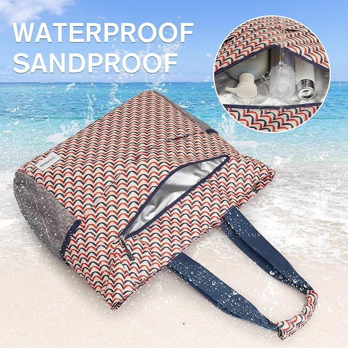 G4Free Beach Bag, Waterproof Sandproof Beach Tote Bag, Large Capacity Foldable for Women - Image 3