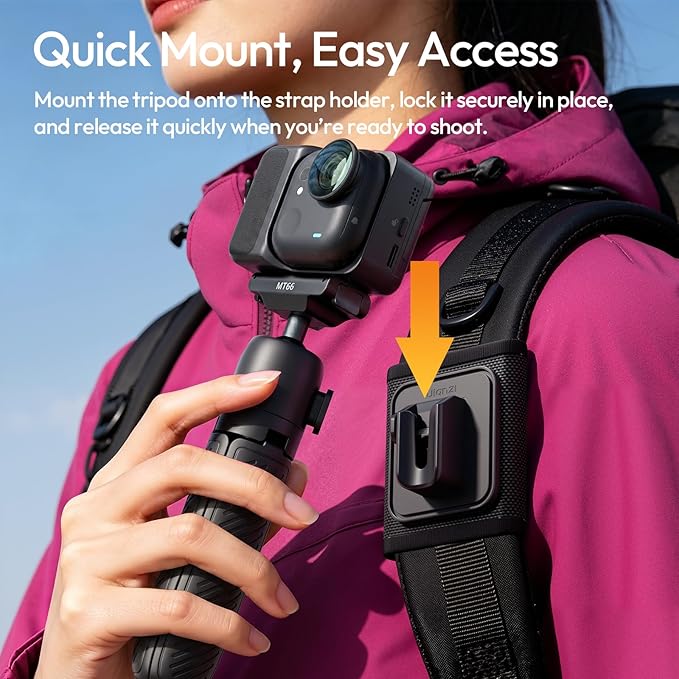 ULANZI MT66 3-in-1 Quick Release Magnetic Tripod for Insta360 GO Ultra | 3-in-1 Tripod Selfie Stick & Backpack Mount | Instant Magnetic Quick Release | 360° Ball Head | Portable 3.8oz Pocket Size - Image 2