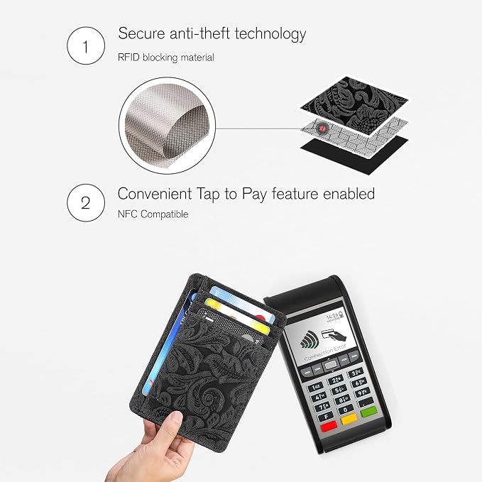 Slim Minimalist Leather RFID Blocking Front Pocket Wallet, Credit Card - Image 5