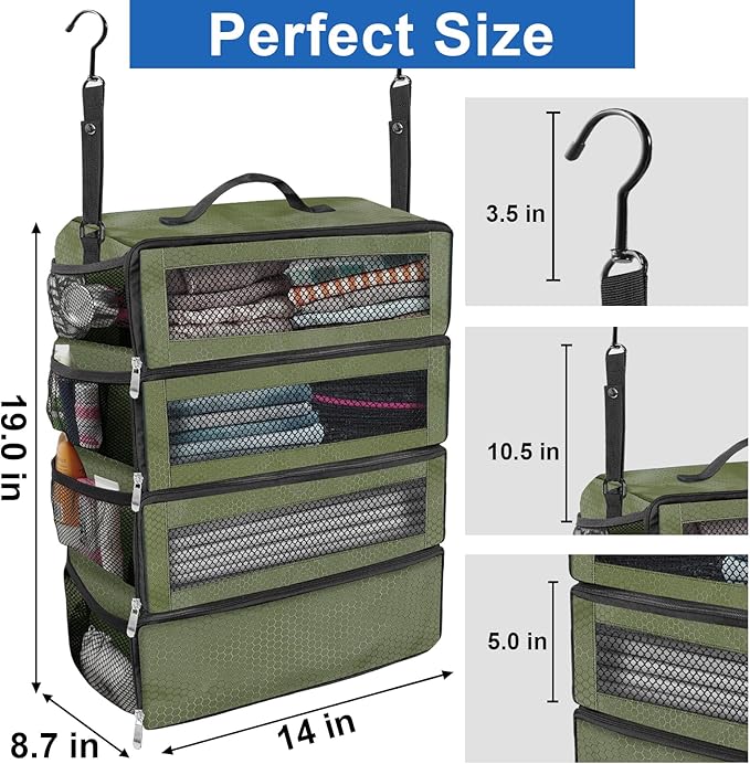 Olosar Suitcase Organizer, Travel Luggage Organizer Portable Hanging Travel Shelves Collapsible Hanging Packing Cubes for Carry on Suitcase - Image 4