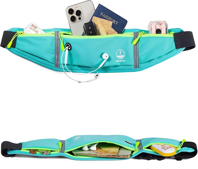 Running Belt Slim Fanny Pack Jogging Pouch Phone Holder Waist Pack - Cyan - Image 5
