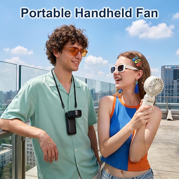 Handheld Portable Fan with Ice Cooling Rechargeable 5.5m/s Speed | 5-Speed, Independent Switch, Digital Display, Foldable Personal Fan for Travel/Concerts/Sport Events/Gifts - Image 3