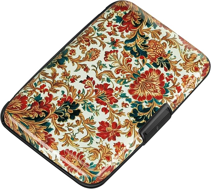 RFID Aluminum Wallet Credit Card Protector Case Holder for Men Women | Mini RFID Aluminum Wallet Credit Cards Holder Business Card Case Metal ID Case for Men Women(Carpet Pattern) by ELFISH