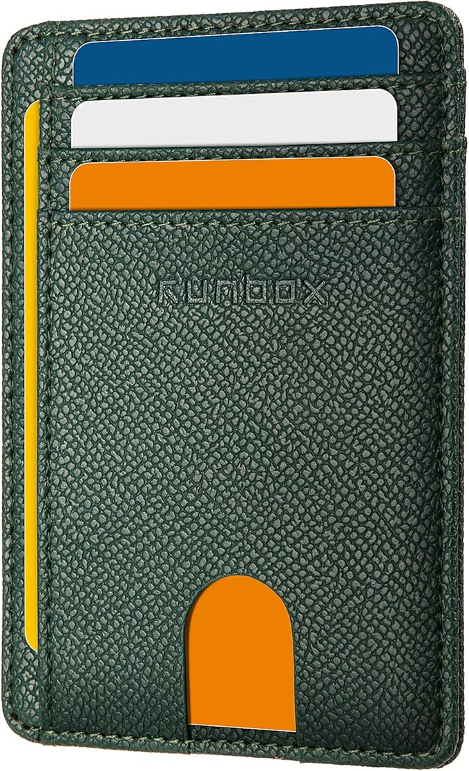 RUNBOX Slim Wallet for Men and Women, RFID Blocking Leather Card Holder | Minimalist 8-slot design fits IDs and credit cards in a thin profile for front pockets, purses, pants and travel - Image 6
