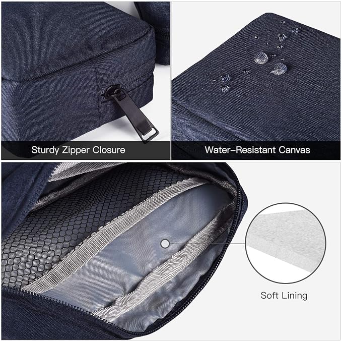 2-Pack Portable Storage Pouch Bag, Universal Electronics Accessories Case Cable Organizer Compatible with Hard Drive, Laptop Mouse, Power Bank, Adapter, Cellphone, Cosmetics (Small+Big-Navy Blue) - Image 4