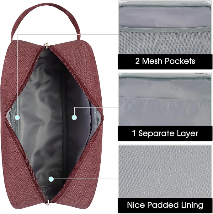 Narwey Travel Toiletry Bag for Women Traveling Dopp Kit Travel Bag for Toiletries Cosmetic Bag Makeup Bag Medicine Bag for Traveling (Jujube Red) - Image 5