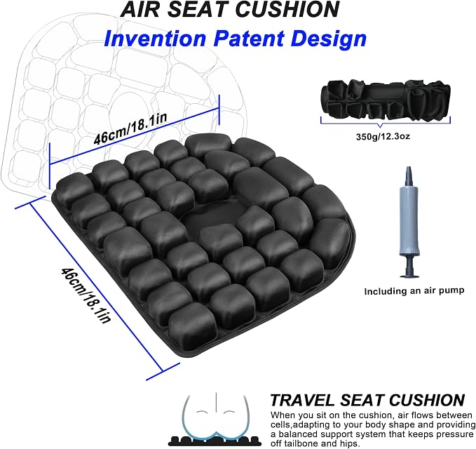 Sondor Travel Cushion,Airplane Cushion Seat for Long Fly,Inflatable Seat Cushion for Airplane,Stadium Seats,Office Chair, Wheelchair, Cars, Home Living - Image 5