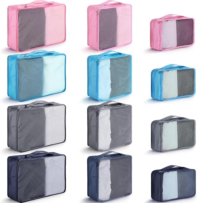Tudomro 12 Pcs Large Packing Cubes Luggage Organizers for Suitcase Mesh Travel Organizer Bags Travel Packing Organizers for Traveling Camping Hiking by Tudomro