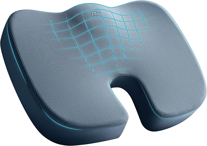 Skechers Memory Foam Seat Cushion,Office Chair Cushion for Tailbone Pain Relief,Butt Pillow for Office Chair,Car seat Cushion,Computer Desk,Long Sitting Office Workers,and Car Drivers,Blue by Unknown