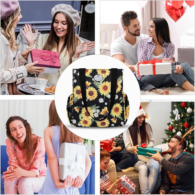 HUA ANGEL Floral Tote Bag - Casual Shoulder Bag Daily Tote Bag with Zipper Gym Travel Shopping Work Handbag for Women - Image 7