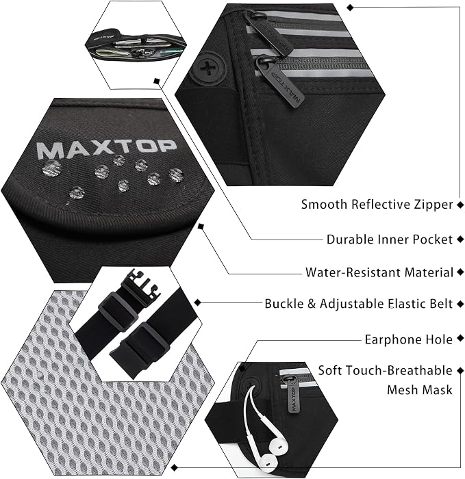 Slim Running Belt Fanny Packs for Women Men, Reflective Waist Pack Phone Holder for Walking Fitness Workout Exercise,Water Resistant Running Travel Belt Bag Jogging Pouch, Gym Accessories for Runner - Image 5