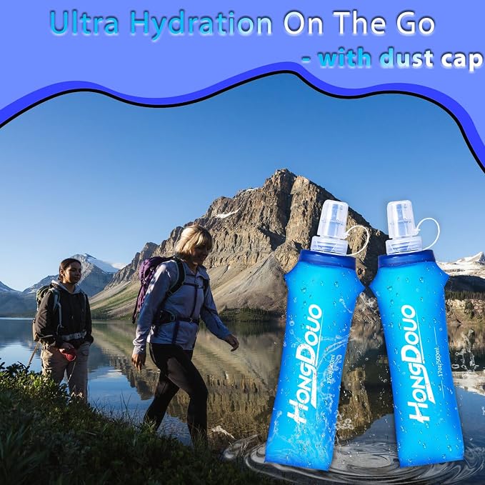 2 Packs Soft Flask, 17oz/500ml TPU Collapsible Soft Water Bottle for Hydration Pack, Running Vest, BPA-Free Folding Water Bottles for Hiking Cycling Climbing Running Outdoor Sports - Image 3
