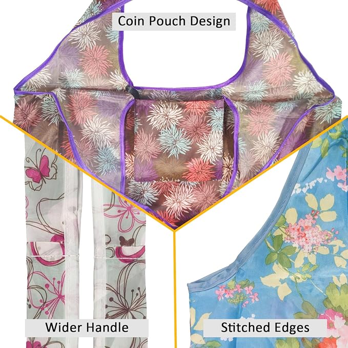 Grocery Reusable Shopping Bags, 4 Pack 50Lbs Foldable Large Washable Market Bags, Foldable Large Capacity Tote Bag For Travel, Bulk Market Cloth Storage Gifts Bags For Women - Image 5