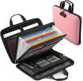 facka Fireproof Document Box with Lock, Hard-Shell Safe File Organizer | 13-Pocket Accordion Folder for Important & Legal Documents, Laptop, Passport, Cards & Valuables, Home Office Travel Pink by Facka