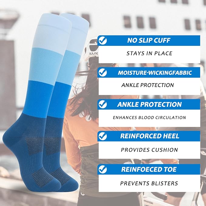 fenglaoda 6 Pairs Compression Socks for Women & Men Knee High Cute Circulation Socks for Nurse Pregnant Travel Athletic - Image 4