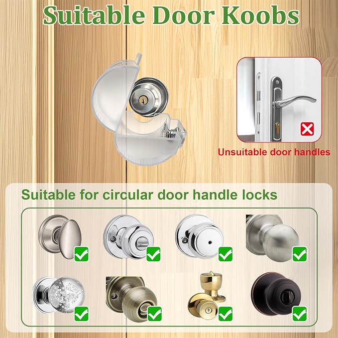 Child Proof Door Knob Cover Lock – Prevents Turning of Door Knob and Access to Keyhole, Can be Used for Home Rentals, Evictions, Job Sites & More – Keyed Alike(Transparent) - Image 7