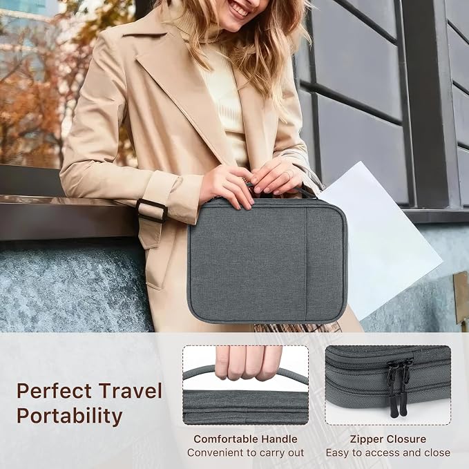 Dadanism Electronics Travel Organizer Case, Double Layers Cord Organizer | Travel All-in-One Storage Bag for Cable, Cord, iPad, Chargers, fits 9-11'' Tablets, Portable Tech Accessories Bag, Space Gray - Image 8