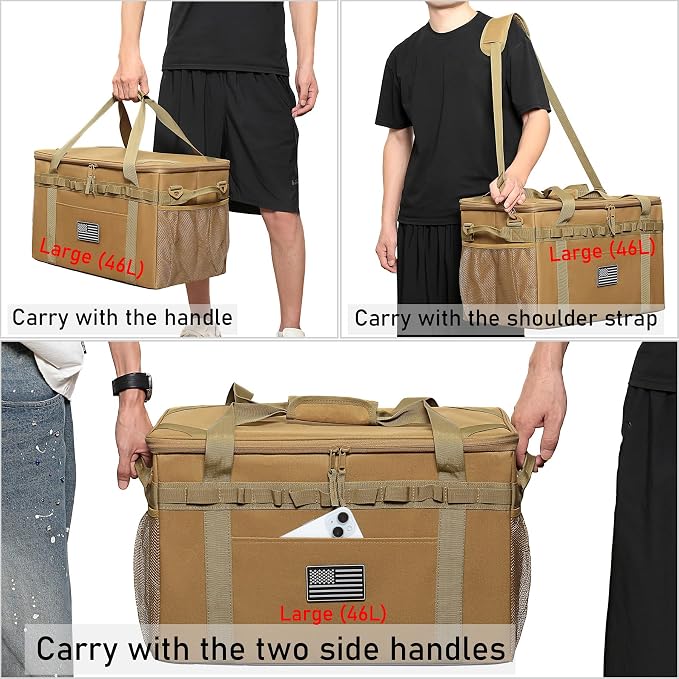 Tactical Camping Storage Bag Utility Tote Bag Camping Kitchen Organizer with Axe Holder & Shoulder Strap - Image 6