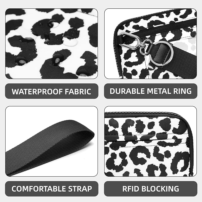 FODOKO Wristlet wallets for Women RFID crossbody bags with 4 Zippers | Checkered quilted nylon with credit card slots, cell phone organizer, and coin purse for travel and everyday carry - Image 4