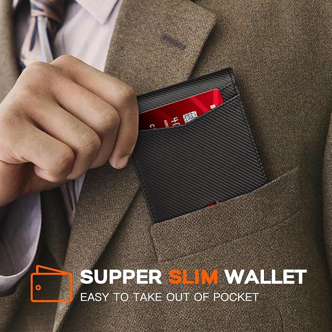 RUNBOX Wallet for Men Slim Leather Bifold RFID Blocking Minimalist Front Pocket Design with Gift Box | Minimalist Front Pocket Design, Holds 8 Cards, RFID Protection, Gifts for Men on Birthdays, Father’s Day, and Christmas - Image 4