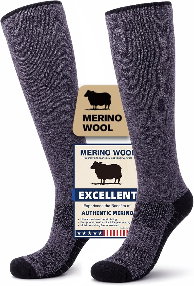 Merino Wool Compression Socks for Women & Men, 20-30 mmHg Knee High Dryarn Socks for Flying, Travel by Unknown