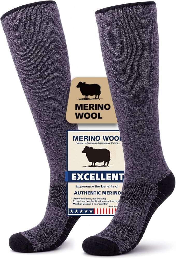 Merino Wool Compression Socks for Women & Men, 20-30 mmHg Knee High Dryarn Socks for Flying, Travel by Unknown