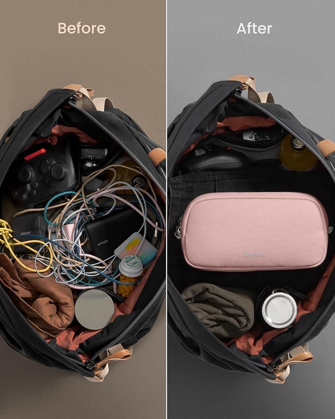 tomtoc Electronics Organizer Travel Case, Cable Organizer for Essentials | Water Resistant Tech Pouch Accessories Travel Bag Carry Storage for Cord, Phone, Cables, Airpods, USB Drive, Daily Items - Image 4