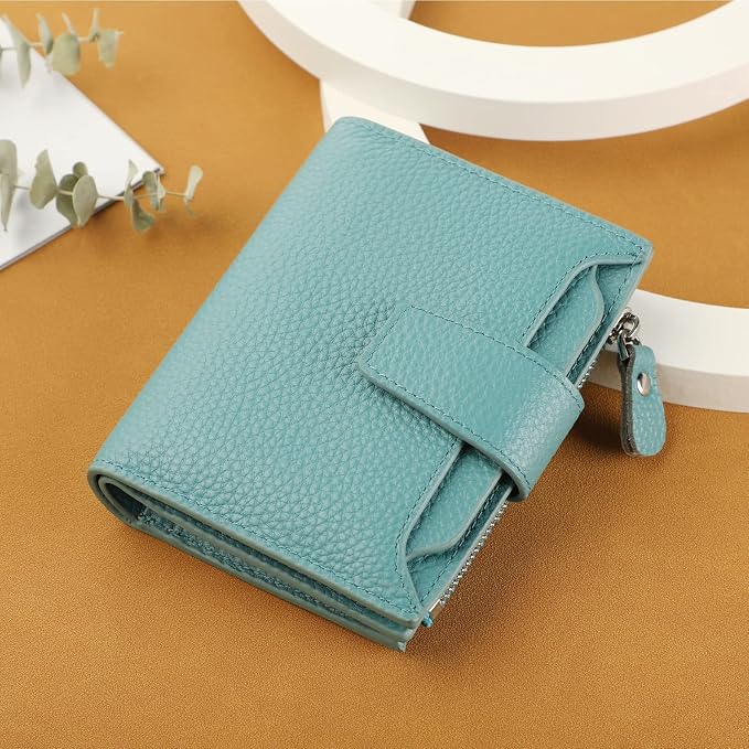 Small Compact Women Wallet RFID Blocking Genuine Leather Bifold Purse with ID Windows - Image 6