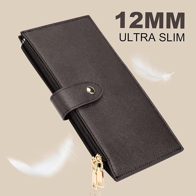 Travelambo RFID Wallet Women Large Size Bifold Multi Card Wallet Case with Zipper Pocke Credit Card Holder for Women - Image 8