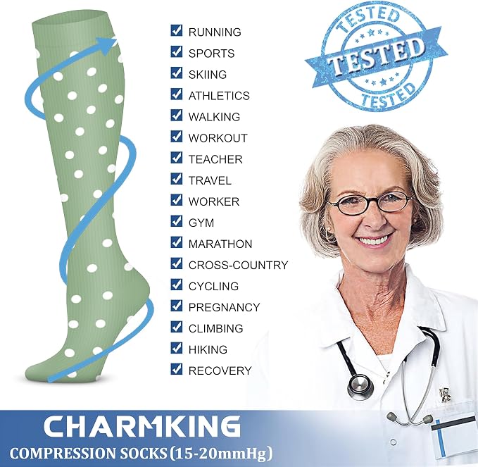 CHARMKING Compression Socks for Women & Men Circulation (3 Pairs) 15-20 mmHg is Best Support for Athletic Running Cycling - Image 5