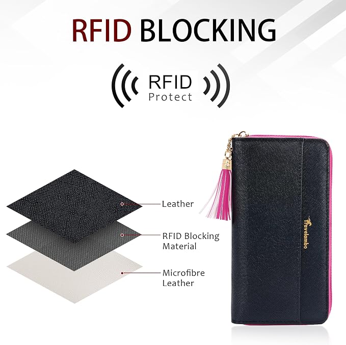 Travelambo Wristlet Wallet Women RFID Bifold Large Capacity Clutch Purse | Tassel, Zipper Coin Pocket, Card Holder Wallet, Gifts for Women - Image 3