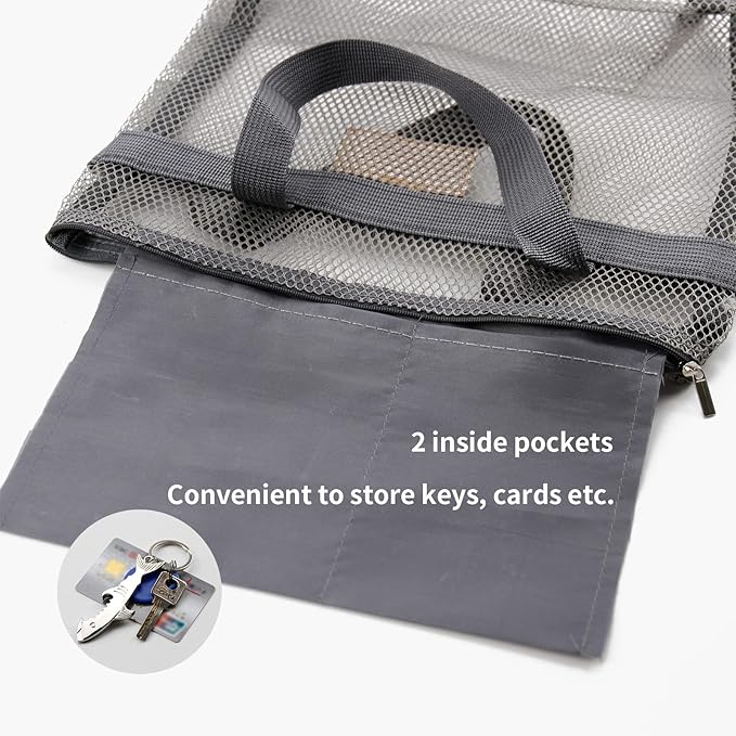 Mesh Shower Caddy Bag Portable Hanging Toiletry and Bath Organizer with Zipper for Travel, Gym, Camping, College Dorms, Beach - Image 4