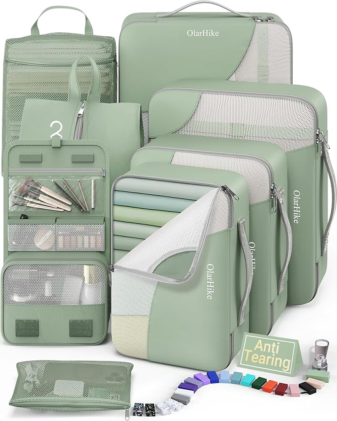 OlarHike 8 Set Packing Cubes for Travel,Gifts for Women Mom,Anti-Tearing Suitcase Organizer,with Over 1000 pcs Mesh Holes,Vacation Essentials & Accessories for Cruise Ship by OlarHike
