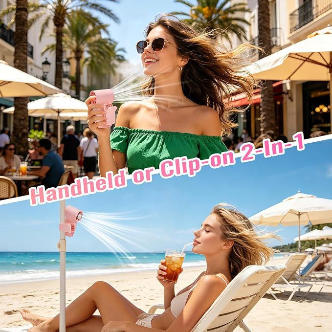 Clip-On Portable Fan Rechargeable Personal Handheld Mini Fan with LED Display Stroller Fan 360° Rotatable Small Bladeless Fan Clip on for Shirt 6-Speed For Outdoor & Travel & Office - Image 2