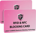 SaiTech IT 2 Pack RFID Blocking Card for Credit Debit ID Card, Pink | Slim Anti-Theft Contactless NFC RFID Blocker Protector, Easily Fit into Wallet and Purse, for Men & Women by SaiTechIT