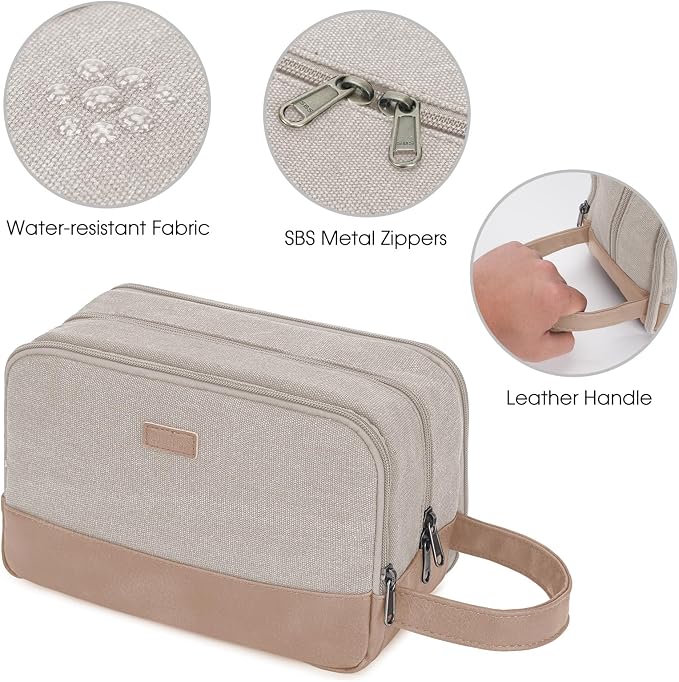 WANDF Travel Toiletry Bag for Men, Canvas Shaving Dopp Kit | Wet Separation, Water-Resistant Fabric, Travel Bag for Toiletries, Shaving Accessories, Weekend Trips - Image 6