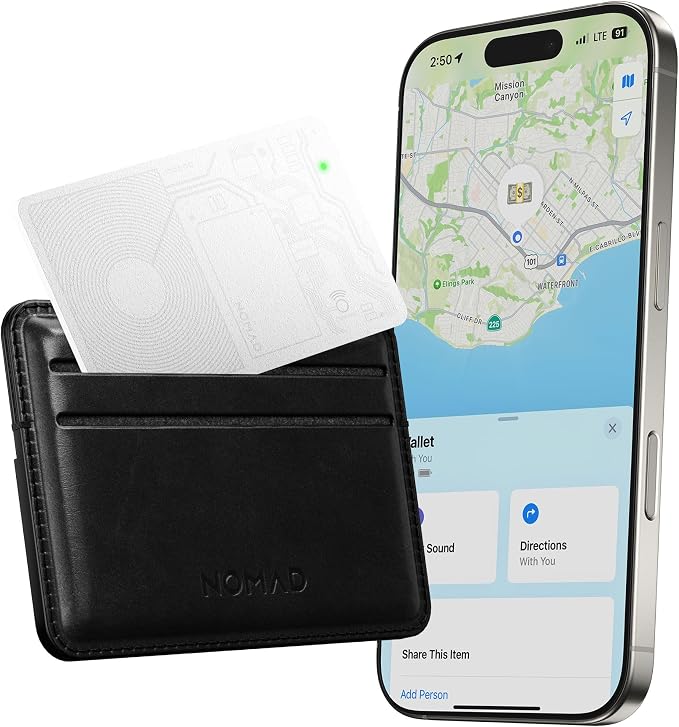 Nomad Tracking Card White, Slim Card Tracker with IPX7 Waterproof and Dust Proof - Card Tracker for Wallet & Luggage, 5 Months GPS Tracker Long Battery Life, Rechargeable, Compatible with iOS Only by Unknown