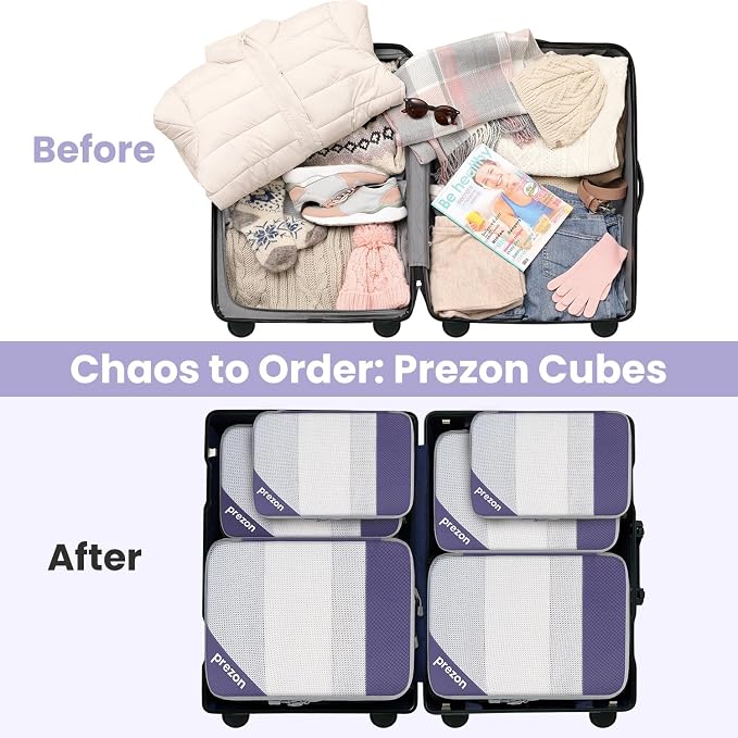 Compression Packing Cubes for Travel, Lightweight Vacation Travel Essentials, Travel Accessories for Suitcase Organizer Bags Set, Durable Luggage Organizer - Image 7