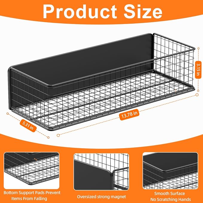 2Pack Magnetic Basket Organizer Holder for Fridge | Magnetic Storage Bin Box Containers, For Refrigerator Whiteboard Classroom - Image 4
