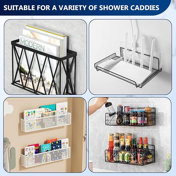 4 Pack Shower Caddy Replacement Strong Hooks, No Drilling Shower Shelf for Caddy, Soap Holder and Kitchen Racks (Clear 3 Hooks) - Image 8