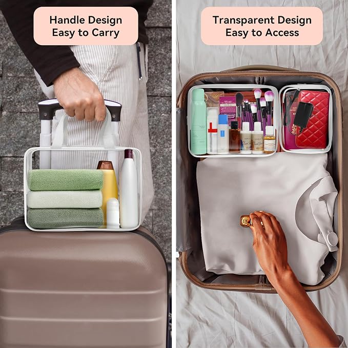 TISRATOK 10 PCS Clear Travel Bags for Toiletries, Clear Makeup Bags（White） | 3 Size plastic clear bags with zipper handbag, TSA approved cosmetic pouch for travel, swimsuit,toy storage bags - Image 4