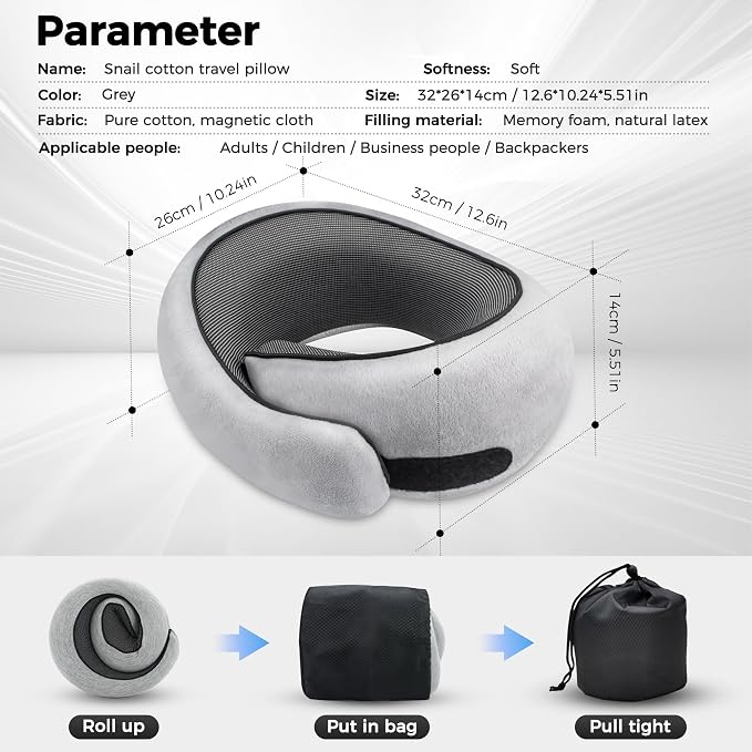 Neck Pillow for Traveling, Travel Pillows for Airplanes 2025 New 100% Pure Memory Foam, Neck Pillow Airplane with 360º Ergonomic Design, Travel Neck Pillows for Airplanes, Office and Car - Image 7