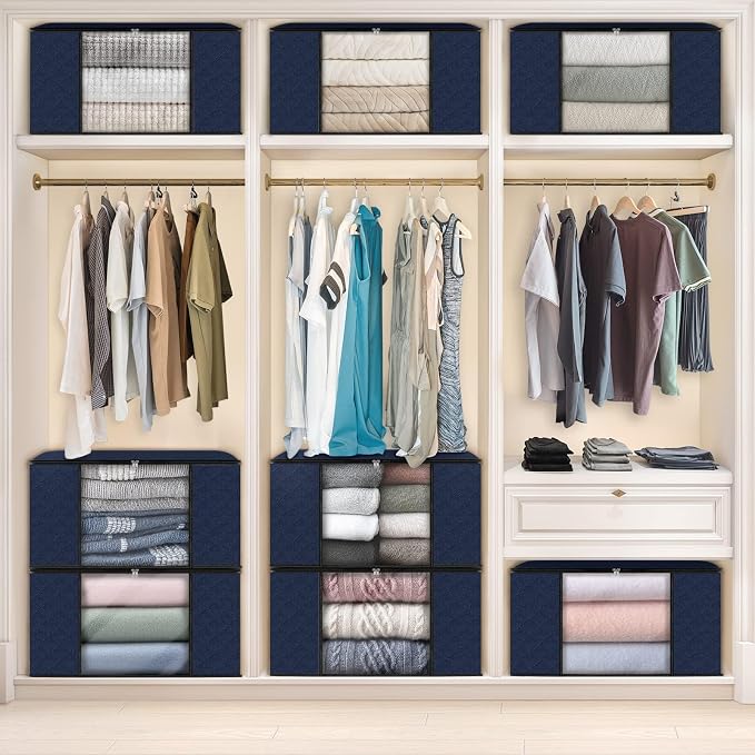 10 Pack Storage Bags for Clothes Blanket Storage Bins with Lids | Foldable Closet Organizers with Zippers,Window and Handles,Fabric Storage Bins for Sweater,Comforter,Bedding,Dorm essentials - Image 6