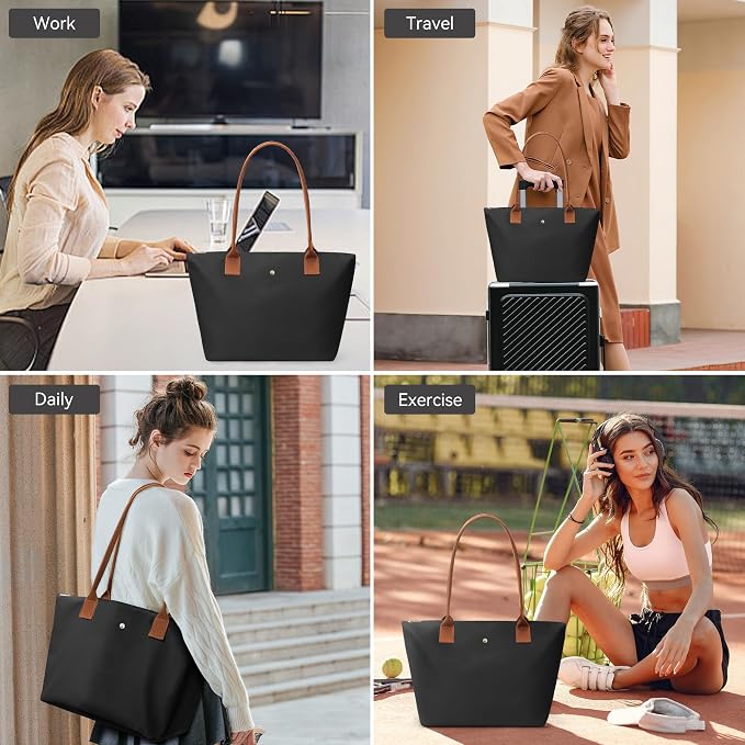 KALIDI Tote Bag for Women Nylon Top-Handle Purse,Large Capacity Shoulder Hobo handBag with Zipper Leisure Foldable Weekend - Image 7