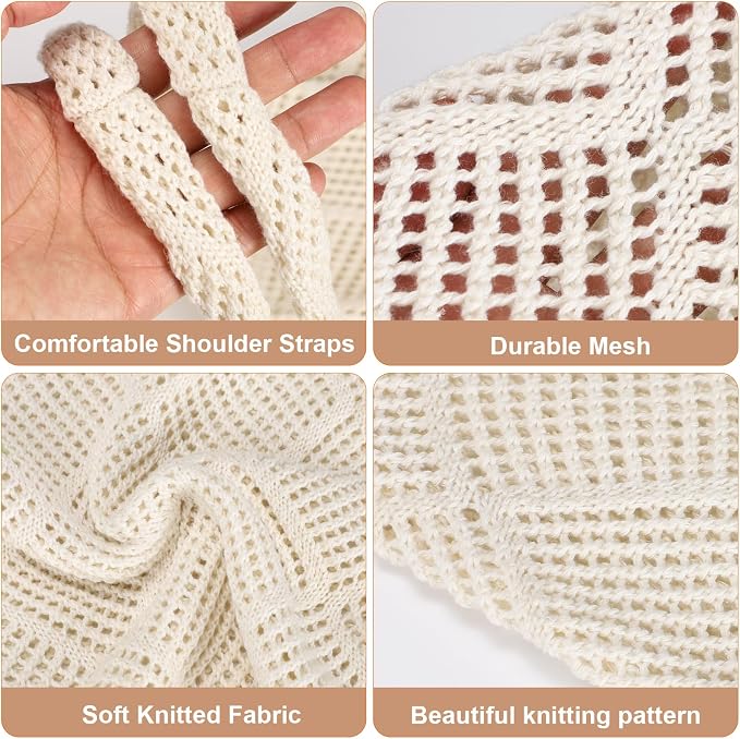 Sightor Crochet Tote Bag, Mesh Beach Bag Knit Summer Hobo Bag for Women | Beach Tote bag Vacation Outfits Aesthetic Boho Bag - Image 5