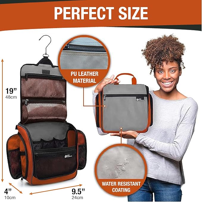 D&D Wanderlust D&D Hanging Travel Toiletry Bag for Men and Women – Cosmetics, Makeup and Toiletries Organizer Kit with 10 Compartments - Image 2