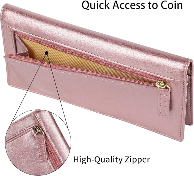 Ultra Slim Thin Leather Women Wallet RFID Blocking Credit Card Holder Bifold Long Ladies Billfold - Image 6