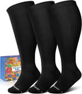 3-Pair Wide Calf Compression Socks for Women | 20-30mmHg Graduated Support, Easy On & Off, Knee High Length, Ankle Support, Travel Nurse Daily Wear, Cute Patterned by Lalapapa